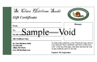 St Clare Gift Certificate - St. Clare Heirloom Seeds
