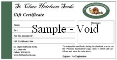 St. Clare Gift Certificate - St. Clare Heirloom Seeds